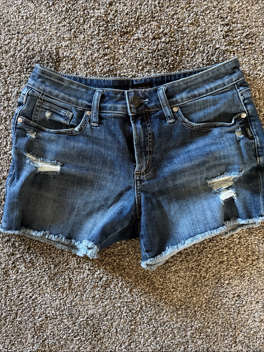 Women's Distressed Denim Shorts - Blue